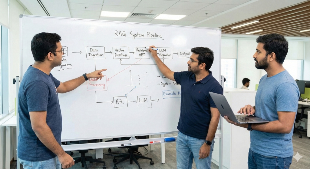 Team collaborating on RAG System Pipeline
